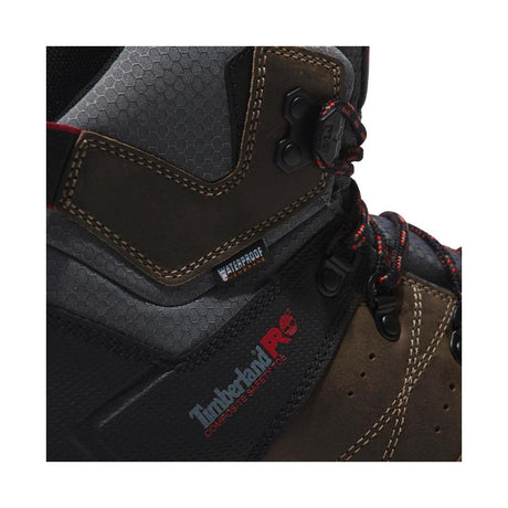 Timberland Pro Switchback 6 Inch Composite-Toe Waterproof Work Boot Brown/Grey Upper Detail View