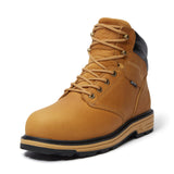 Timberland Pro Tasker 6 Inch Alloy Toe Waterproof Work Boots Brown Wheat A43FG Lateral Angle Image
