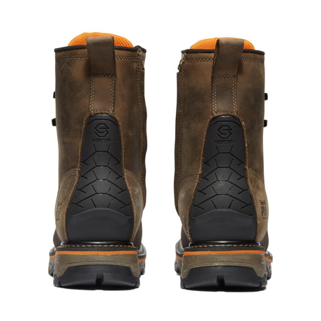 Timberland Pro True Grit 8 Inch Composite-Toe Waterproof Work Boot Brown Heel-Back View