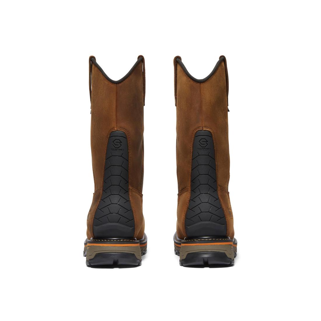 Timberland Pro True Grit Composite-Toe Waterproof Pull-on Work Boot Brown Heel-Back View