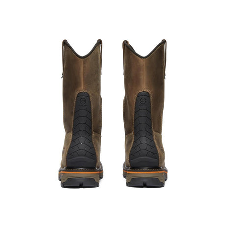 Timberland Pro True Grit Soft-Toe Waterproof Pull-On Boot Brown Upper Detail View