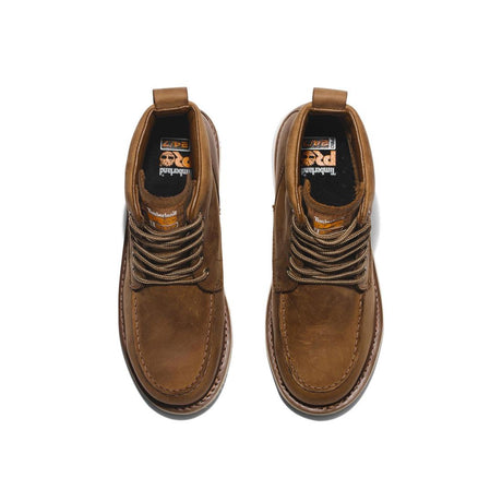 Timberland Pro Wedge 6 Inch Soft-Toe Moc Toe Boot Brown Top View Detail