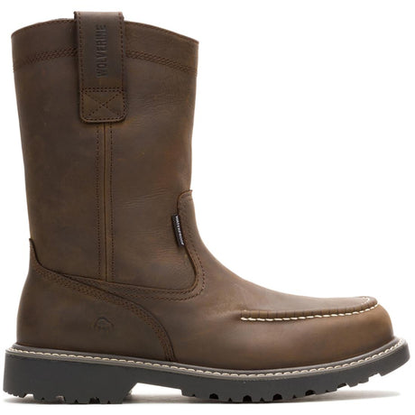 Wolverine Floorhand Moc-Toe Waterproof Steel-Toe Pull-On Work Boot Coffee Profile View