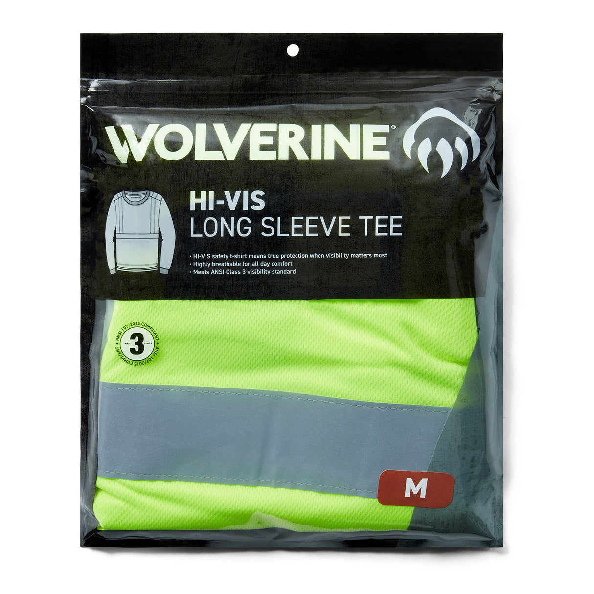 Wolverine Hi-Vis Long-Sleeve Tee (Packaged) shirts,W1201720-320 Sole Image