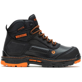 Wolverine Overpass 6" CarbonMax Work Boot Black/Orange Profile View