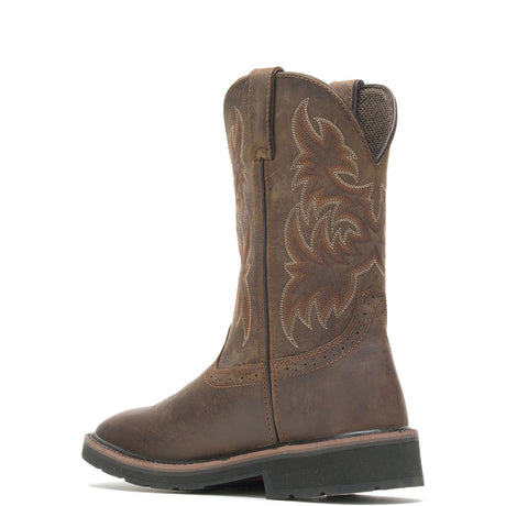 Wolverine Rancher Soft-Toe Pull-On Wellington Square Toe Work Boot Dark Brown/rust steel toe,W10704 Sole Image
