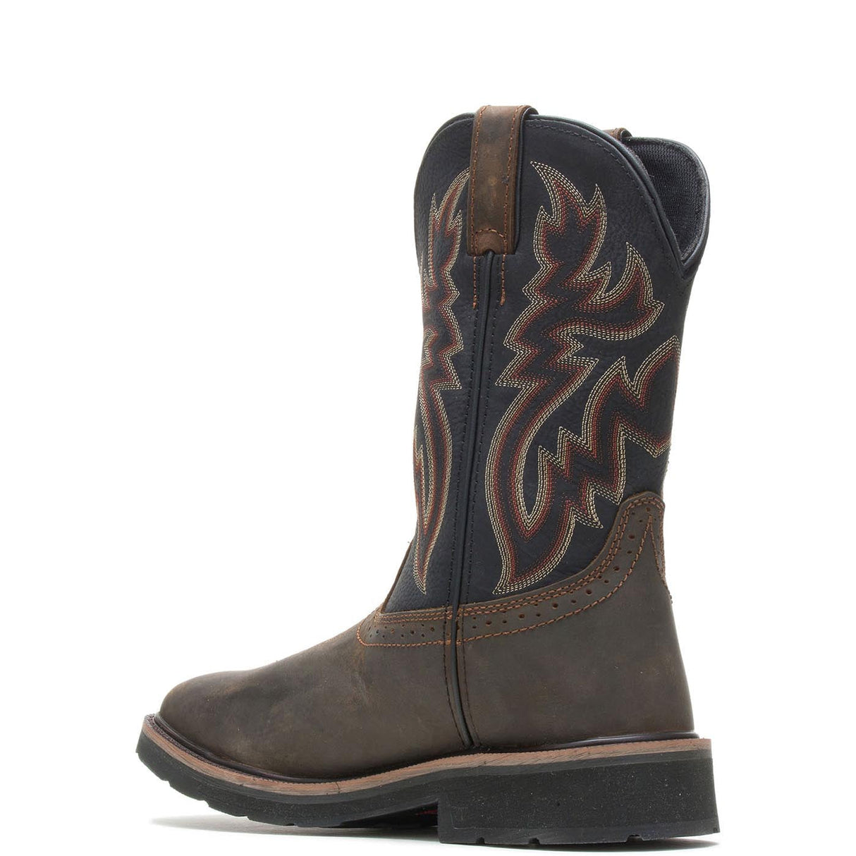 Wolverine Rancher Soft-Toe Waterproof Pull-On Wellington Work Boot Black/Brown W10768 Sole Image
