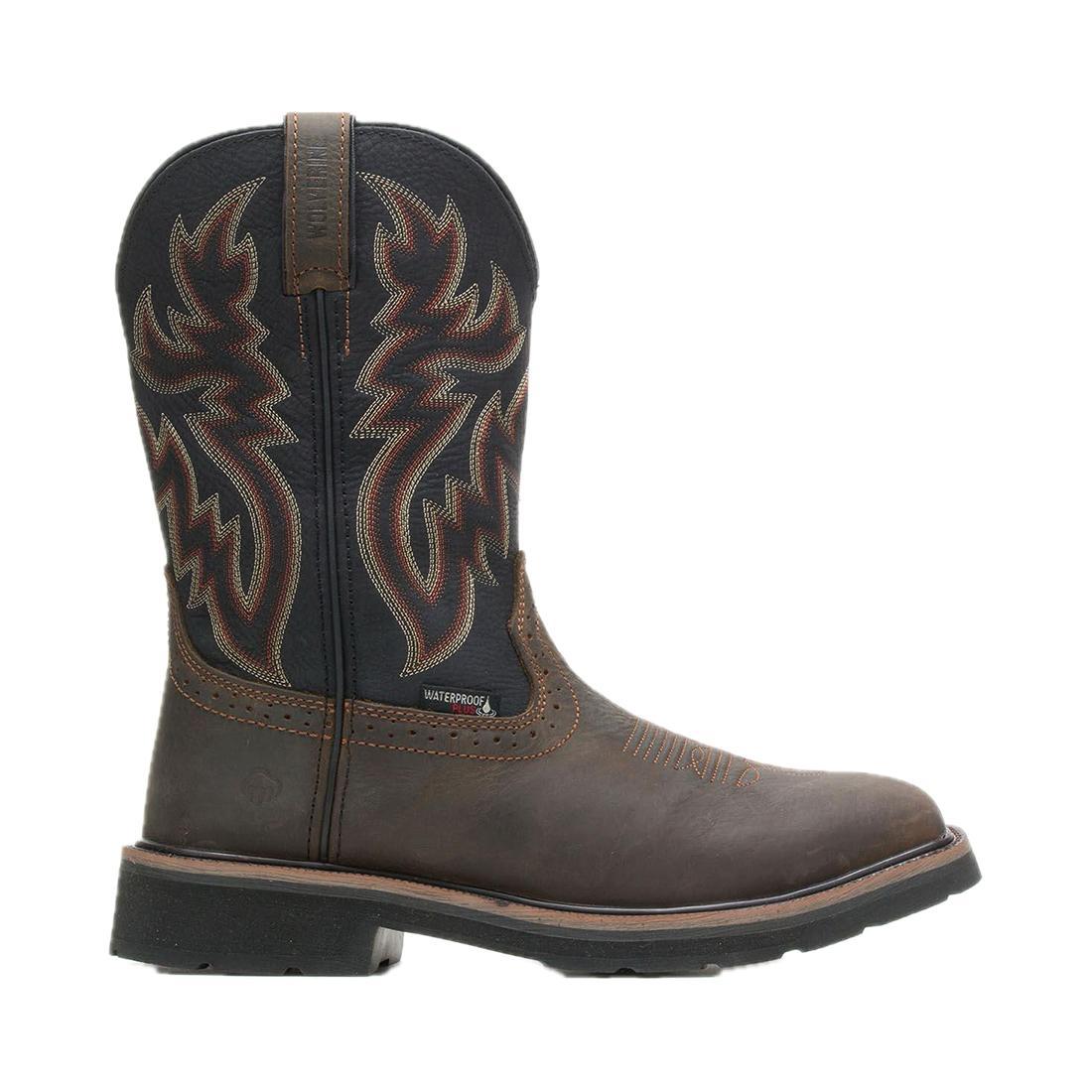 Wolverine Rancher Soft-Toe Waterproof Pull-On Wellington Work Boot Black/Brown W10768 Cover Image