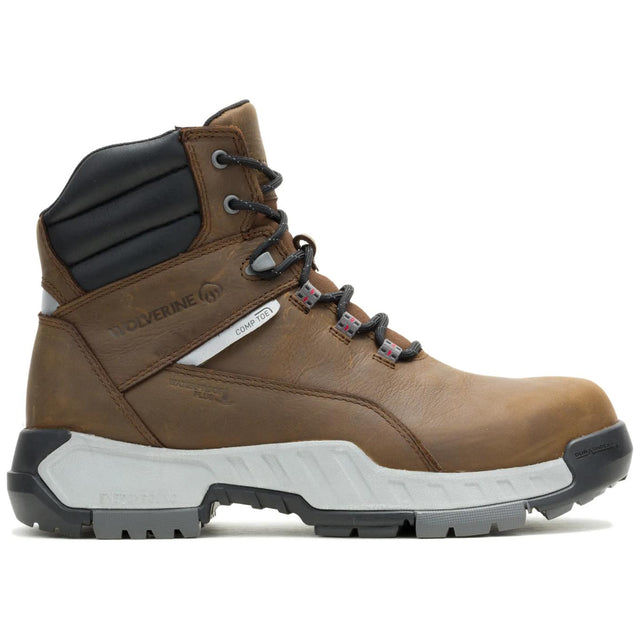Wolverine Tarmac II 6-inch composite toe work boot in brown, W261025 — side view