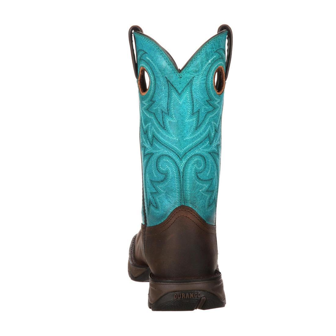 Women’s Lady Rebel Work by Durango Steel Toe Western Boot DWRD022 Heel View