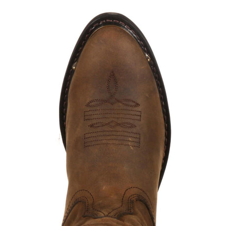 Women’s Durango Distressed Tan Slouch Western Boot RD542 Toe View