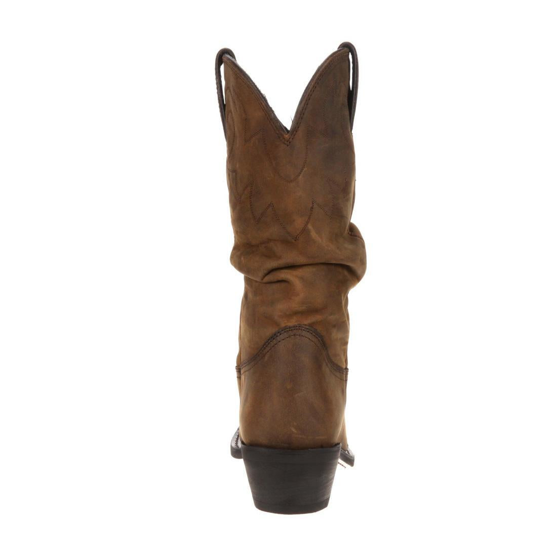 Women’s Durango Distressed Tan Slouch Western Boot RD542 Heel View