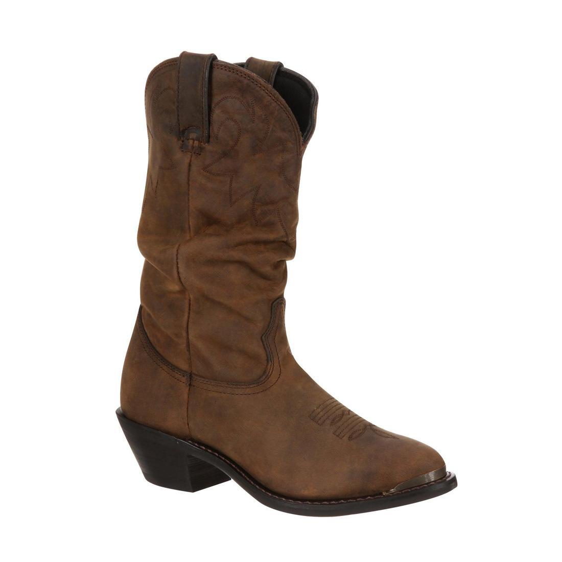 Women’s Durango Distressed Tan Slouch Western Boot RD542 Side View