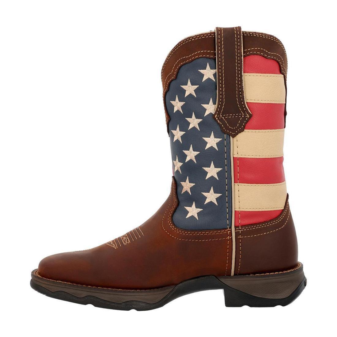 Women’s Lady Rebel by Durango Patriotic Pull-On Western Flag Boot RD4414 Toe View