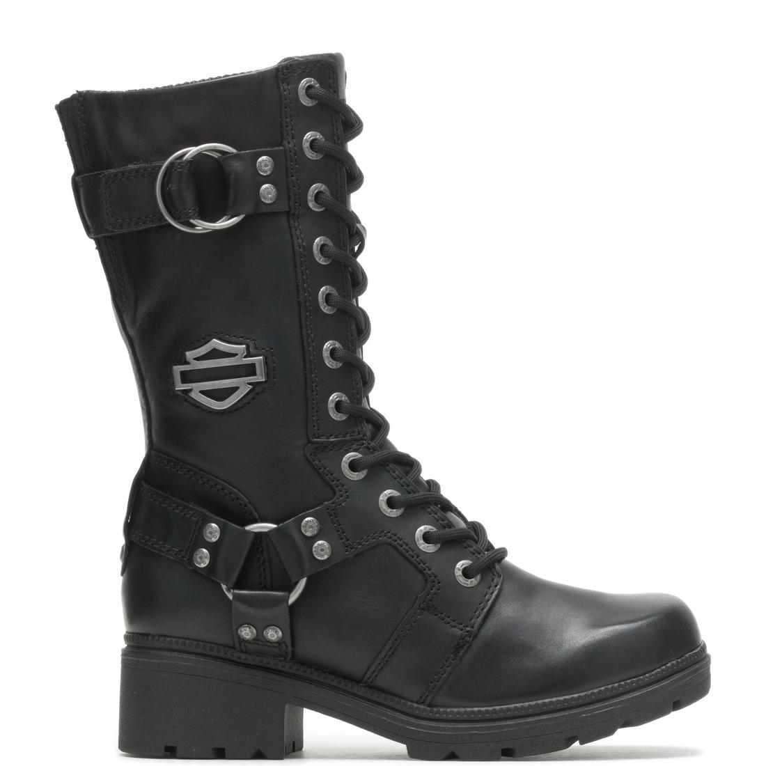 Women's Harley-Davidson Eda Black Lace-Up Boots – Steel Toes