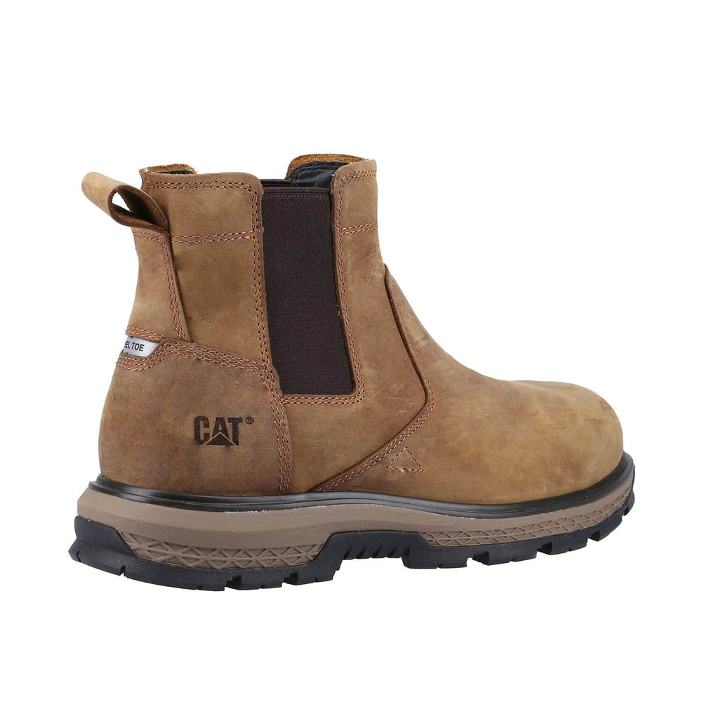 Caterpillar Exposition Alloy-Toe Chelsea Work Boot Brown P91369 Heel Image