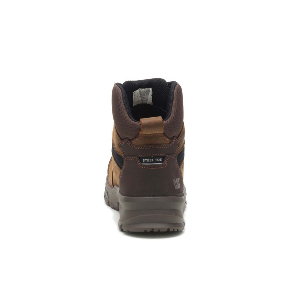Caterpillar Accomplice X Steel-Toe Waterproof Work Boot Brown P91331 Heel Image