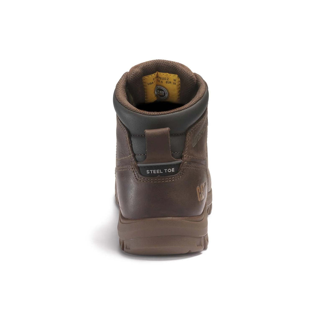 Caterpillar Mae Women’s Steel-Toe Waterproof Work Boot Brown P91011 Heel Image