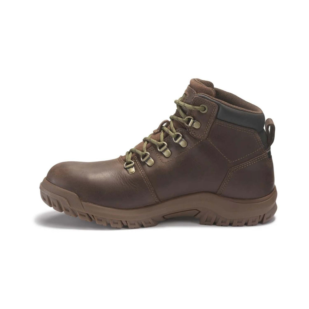 Caterpillar Mae Women’s Steel-Toe Waterproof Work Boot Brown P91011 Side Image
